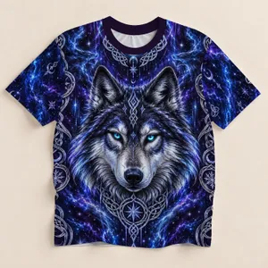 Celtic Wolf Moon Motif for Winter Nights and Nordic-Inspired Style All-over Print Unisex T-shirt