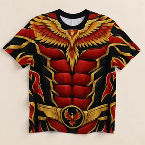 Flame Phoenix Muscle Suit for Cosplay Parties and Fantasy Convention Wear All-over Print Unisex T-shirt