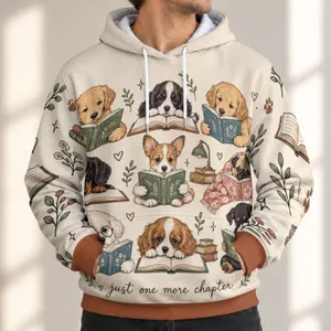 Reading Dogs and Books for Cozy Book Club Evenings and Quiet Autumn Days at Home All-over Print Hoodie (Lightweight)