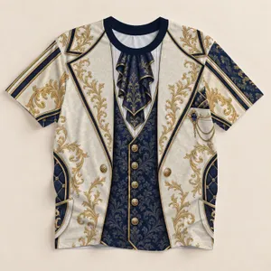 Ivory Baroque Formalwear With Navy and Gold Details for Weddings and Banquets All-over Print Unisex T-shirt