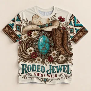 Turquoise Rodeo Boots and Jewel for Country Concerts and Western Cowgirl Style All-over Print Unisex T-shirt