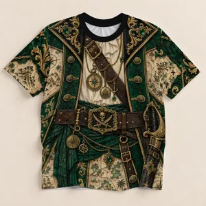 Emerald Pirate Treasure Map Outfit for Halloween Parties and Adventurous Everyday Wear All-over Print Unisex T-shirt