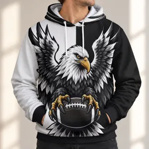 Spread-Wing Eagle Clutching Football for Game Day and Everyday Casual Wear All-over Print Hoodie (Lightweight)