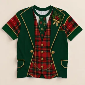 Emerald Tartan Holiday Blazer Look for Christmas Parties and Family Gatherings All-over Print Unisex T-shirt