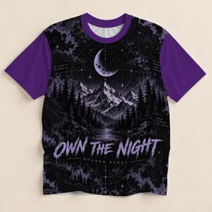 Moonlit Mountain Night Adventure for Halloween Hiking and Outdoor Exploration Lovers All-over Print Unisex T-shirt