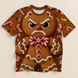 Angry Gingerbread Man Christmas Party Style for Holiday Baking and Festive Gatherings All-over Print Unisex T-shirt