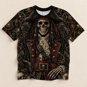 Skeleton Pirate Skull and Treasure for Halloween Parties and Nautical Adventure Fans All-over Print Unisex T-shirt