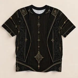 Ornate Charcoal Gold Formal Suit Look for Office Events and Evening Wear All-over Print Unisex T-shirt