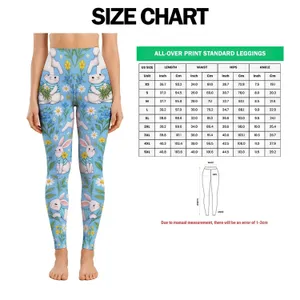 Playful Bunny And Wildflower Motifs For Yoga, Pilates And Everyday Outings For Women Leggings