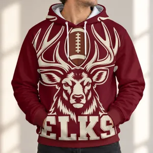 Elk Head And Football Antlers For Autumn Game Day And Casual Fan Style All-over Print Hoodie (Lightweight)