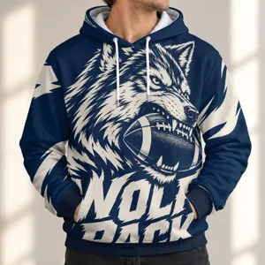Fierce Wolf Biting Football for Game Day, Tailgates and Casual Weekend Wear Fans All-over Print Hoodie (Lightweight)