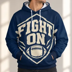 Football Shield FIGHT ON Athletic Spirit for Game Day, Tailgating and Casual Wear Enthusiasts All-over Print Hoodie (Lightweight)