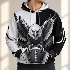 Bald Eagle Clutching Football for Game Day, Tailgates and Everyday Casual Style for Fans All-over Print Hoodie (Lightweight)