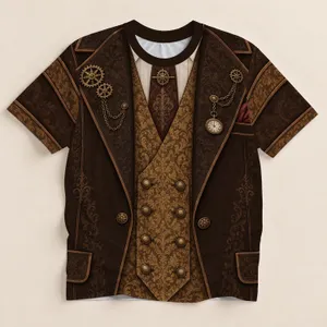 Steampunk Victorian Waistcoat And Gear Details For Cosplay Events And Vintage Gatherings All-over Print Unisex T-shirt