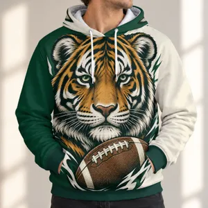 Fierce Tiger Football Emblem for Game Day and Everyday Casual Wear All-over Print Hoodie (Lightweight)