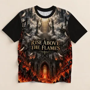 Gothic Inferno Stairway And Cathedral Scene For Bold Everyday Alternative Style Wear All-over Print Unisex T-shirt