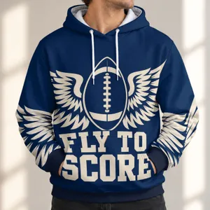 Winged Football Fly To Score Sports Motivation For Game Day And Weekend Casual Wear All-over Print Hoodie (Lightweight)