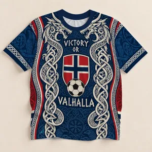 Nordic Victory Soccer Shield With Dragon Ornaments for Matchday and Casual Wear All-over Print Unisex T-shirt