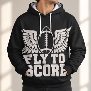 Winged Football and FLY TO SCORE for Game Day, Tailgating, and Football Fans Everywhere All-over Print Hoodie (Lightweight)