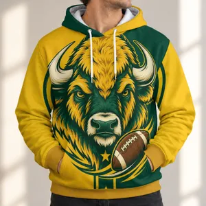 Golden Bison and Football for Game Day Spirit, Tailgating, and Casual Wear Fans All-over Print Hoodie (Lightweight)