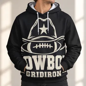 Cowboy Hat and Football Laces for Game Day, Tailgates, and Western Weekend Wear All-over Print Hoodie (Lightweight)