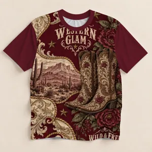 Western Cowboy Boots And Wild Roses For Rodeo Nights And Country Weekend Wear All-over Print Unisex T-shirt