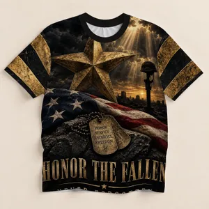 Memorial Star And Folded Flag For Veterans Day Remembrance And Patriotic Pride All-over Print Unisex T-shirt