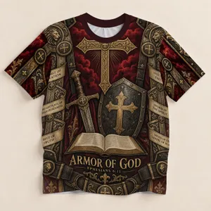 Faith Cross and Armor of God Scripture for Church, Worship and Everyday Devotion Wear All-over Print Unisex T-shirt