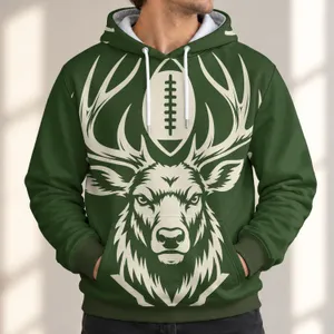 Elk Antler Football Emblem for Autumn Game Day and Everyday Outdoor Casual Wear All-over Print Hoodie (Lightweight)