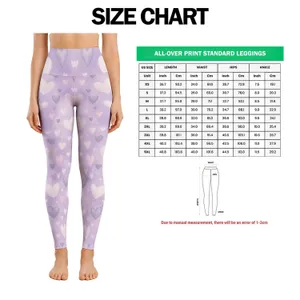 Lavender Heart Motifs for Yoga Pilates and Everyday Activewear Leggings