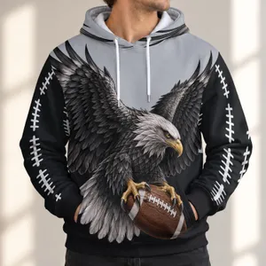 Fierce Eagle Clutching Football for Game Day, Tailgates and Everyday Wear for Men All-over Print Hoodie (Lightweight)