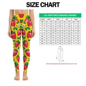 Pink Strawberries on Sunny Yellow for Yoga, Pilates, and Casual Summer Wear Leggings