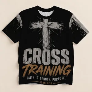 Faith Cross Training Strength Purpose Scripture Motivation for Christian Athletes All-over Print Unisex T-shirt