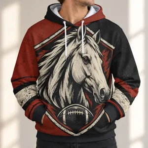 Horse Head Shield And Football Crest For Game Day And Casual Autumn Wear All-over Print Hoodie (Lightweight)