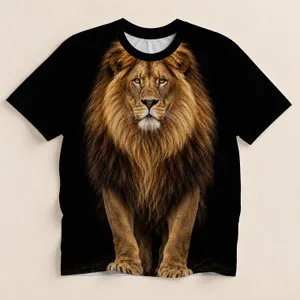 Golden Lion Portrait for Bold Streetwear and Everyday Summer Adventures All-over Print Unisex T-shirt