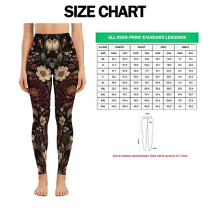 Vintage Burgundy And Ivory Wildflowers For Yoga, Pilates, And Everyday Casual Wear Leggings