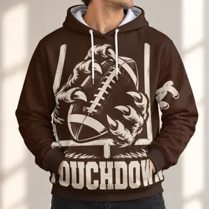 Football Touchdown and Goalpost Emblem for Game Day Fans and Weekend Sportswear All-over Print Hoodie (Lightweight)