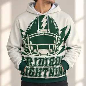 Vintage Football Helmet and Lightning Bolts for Game Day Weekend Streetwear Fans All-over Print Hoodie (Lightweight)