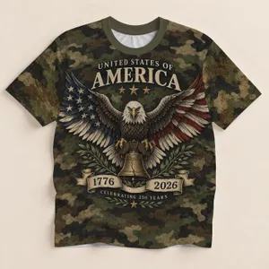 Bald Eagle Liberty Bell Patriotic Camo for American Independence Celebrations All-over Print Unisex T-shirt