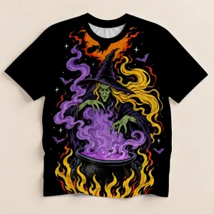 Witch Cauldron And Purple Potion Art For Halloween Night Celebrations All-over Print Unisex T-shirt