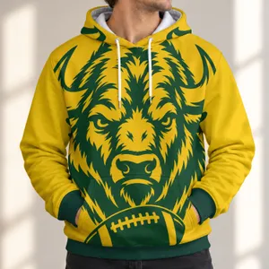 Bold Bison Head and Football for Game Day Cheer, Tailgates and Casual Campus Spirit All-over Print Hoodie (Lightweight)