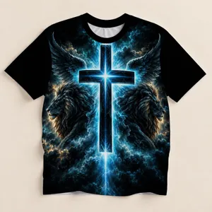 Radiant Cross And Winged Lion Symbol For Devotional Faith And Everyday Wear All-over Print Unisex T-shirt
