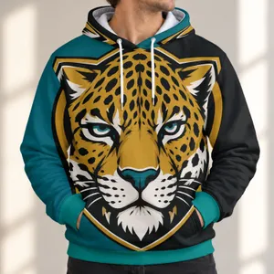 Wildcat Head Emblem With Teal Split Color For Everyday Streetwear And Commutes All-over Print Hoodie (Lightweight)