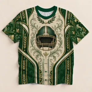 Emerald Football Helmet and Sideline Motifs for Game Day Celebrations and Teen Fans All-over Print Unisex T-shirt
