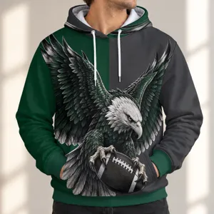 Spread-Wing Eagle Gripping Football for Game Day and Casual Weekend Wear All-over Print Hoodie (Lightweight)