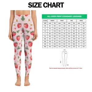 Sweet Strawberry And Mint Berry Motifs For Yoga, Pilates, And Everyday Activewear Leggings