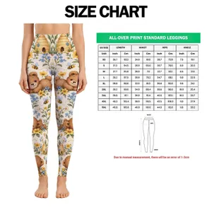 Teddy Bears, Busy Bees And Golden Flowers For Playful Yoga And Everyday Outings Leggings
