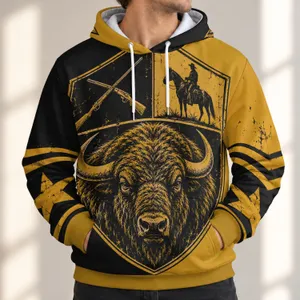 Buffalo Shield and Crossed Rifles for Heritage Events and Everyday Outdoor Wear All-over Print Hoodie (Lightweight)
