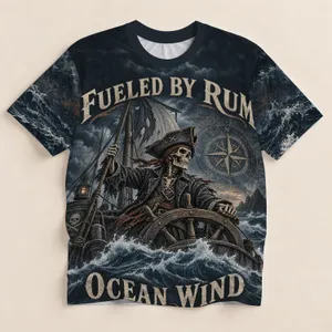 Skull Pirate Sailboat and Compass for Nautical Adventures and Coastal Weekends All-over Print Unisex T-shirt