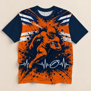 Orange Navy Football Runner Scene for Game Day Tailgates and Colorado Sports Fans All-over Print Unisex T-shirt